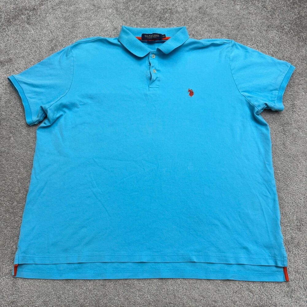US Polo Assn. Cotton Interlock Golf Polo Shirt Mens 2XL Light Blue Luxury Feel